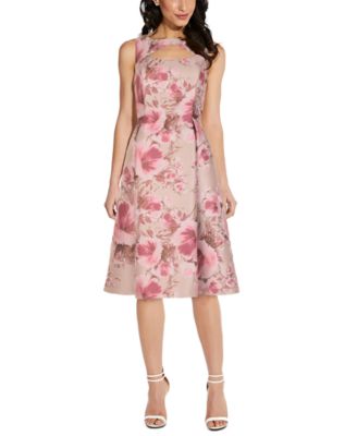 Adrianna Papell Metallic Floral A-Line ...